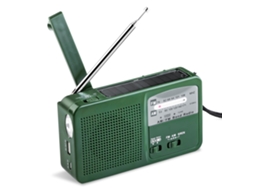Rádio de Manivela AQUAFORGE com célula solar, lanterna, bateria externa de 2000mah, sos