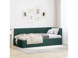 Vidaxl Estrutura De Cama De Canto Verde Escuro 90 Cm X 190 Cm Veludo