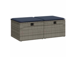 Conjunto de 2 Sofás de Jardim com Almofadões Vime Pe/acácia Cinzento MAISON EXCLUSIVE