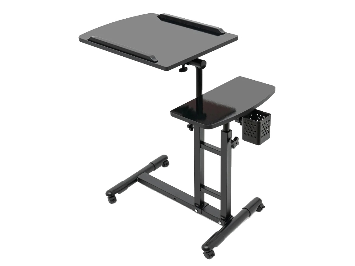 Mesa De Escritório Móvel, Altura Ajustável, Design Compacto, Preto Oem