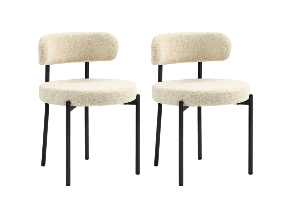 51 X Aço 76 Cm Preto Bege Conjunto De 2 Cadeiras Jantar Com Encosto Tecido Pernas