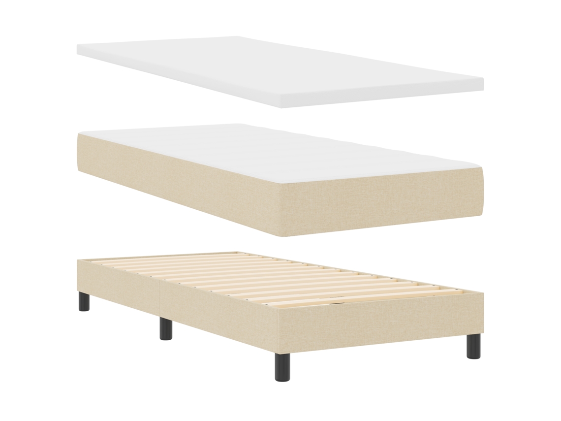 Conjunto 1 Cama Box Vidaxl Creme Tecido (200 X 140 Cm)
