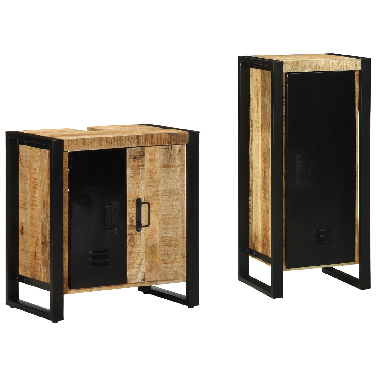 Conjunto 2 Conjunto De Móveis Para Banheiro Vidaxl Castanho Madeira De Mangueira Maciça (40 X 35 X 90 Cm)
