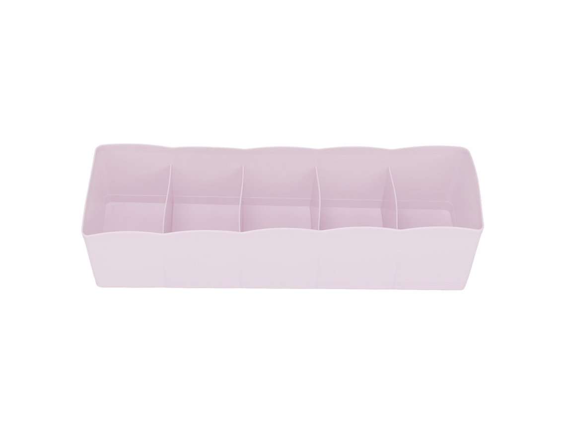 Organizador de Gaveta com 5 Grade para Sutiãs, Meias e Roupa Íntima Plástico Rosa | S/MARCA