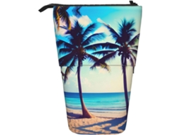 Case Trousse Crayons Télescopique Beach Palm Trees Print Peil Télescopique Durable Debout Étui Crayons