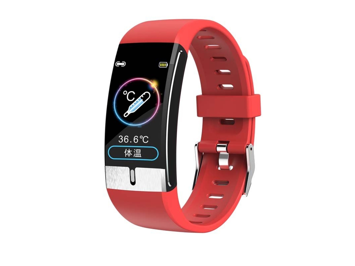 Pulseira Desportiva de Medidor de Temperatura Ecg Frequência Cardíaca Pressão Arterial Monitor de Gordura Corporal Vermelho
