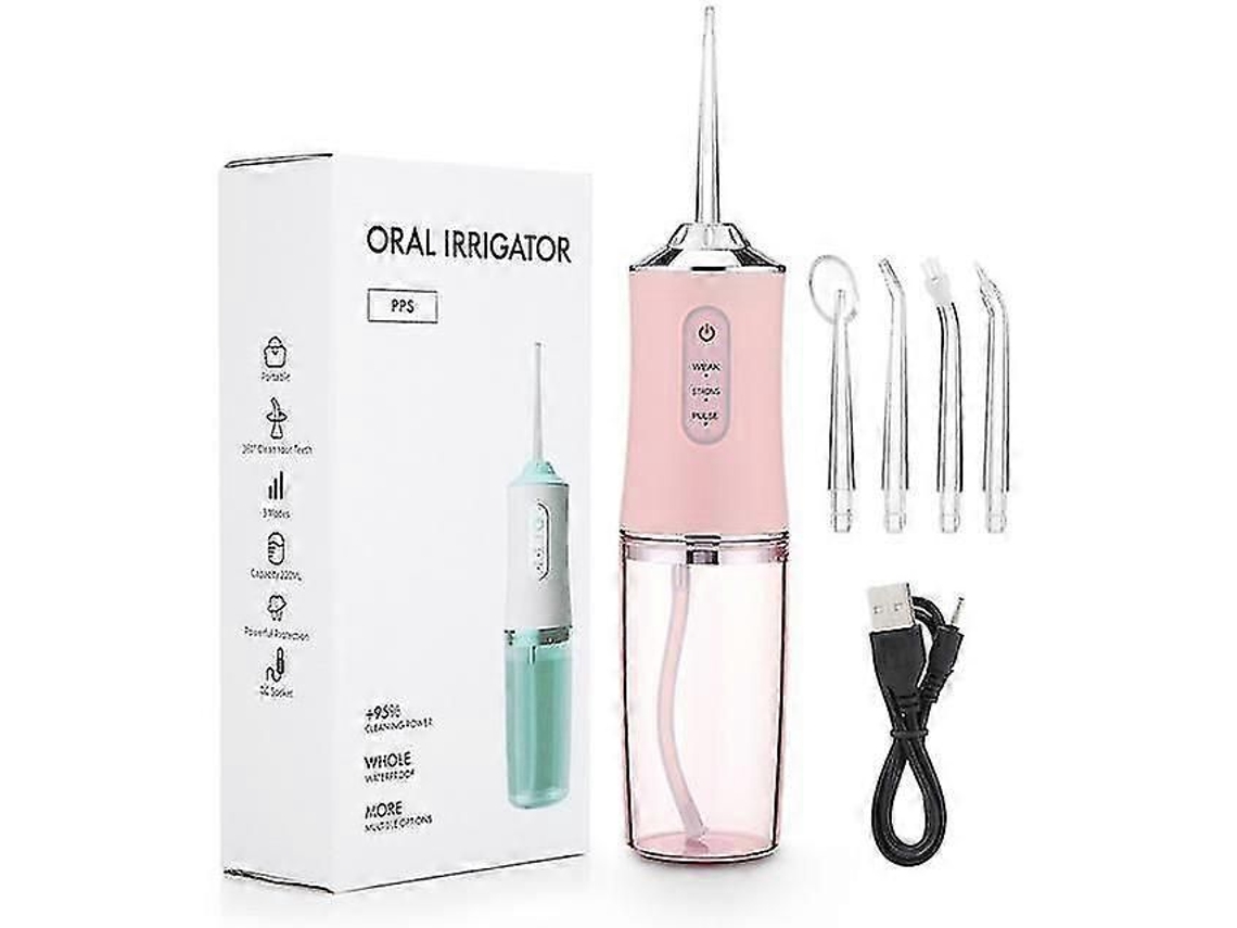 Irrigador Oral Portátil Dental Water Flosser Usb Recarregável Jato de Água Fio Dental Pick 4 Jet Tip 220ml 3 Modos Ipx7 1400rpm bom TAISHENGDA