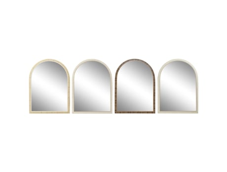 Espelho de parede HOME ESPRIT Castanho Bege Natural Marfim Scandi 55 X 2 X 75 cm (4 Unidades)