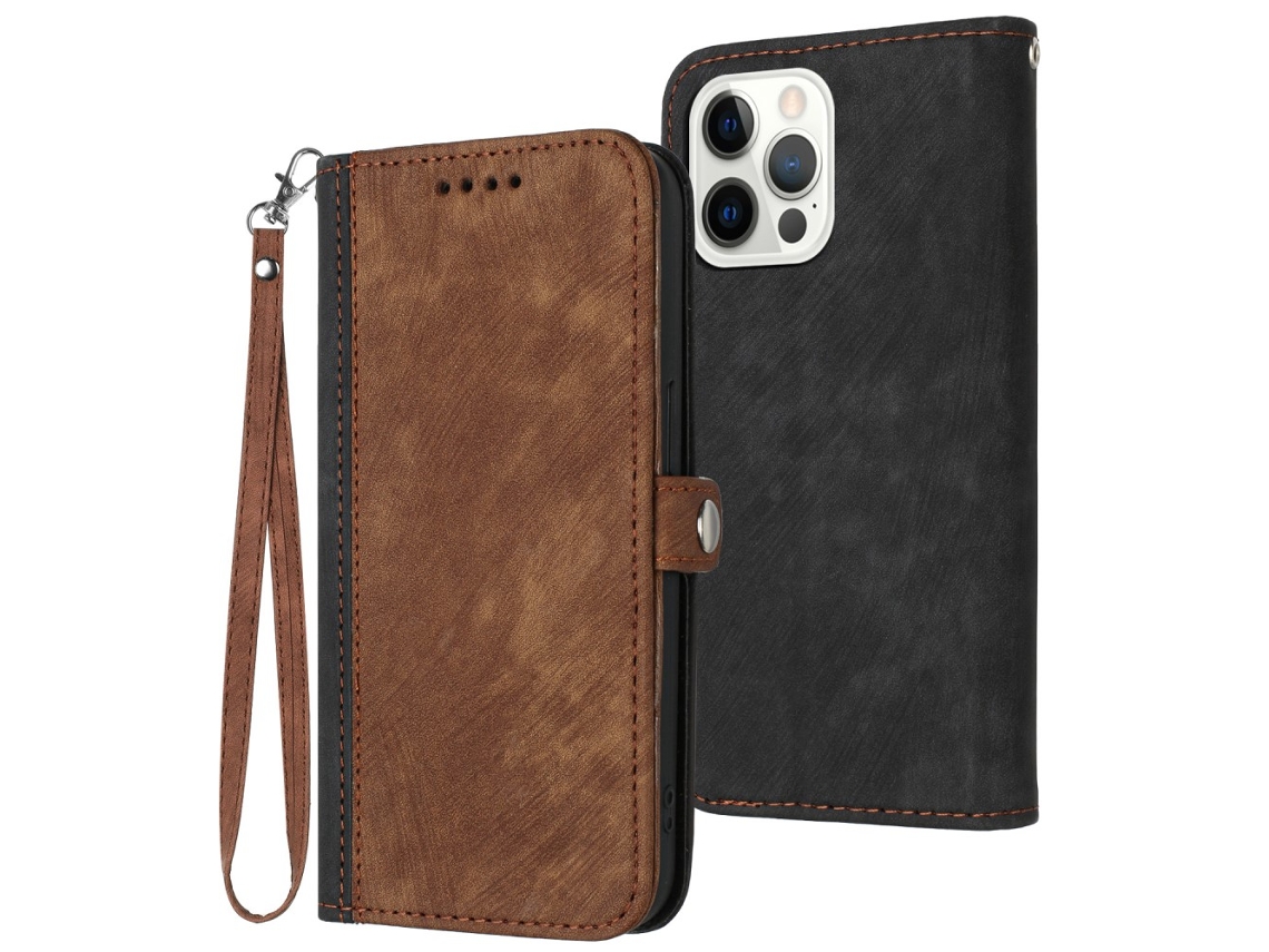 Capa Quedas Pega Para Iphone 15 Pro Max Pele Sintética Castanho