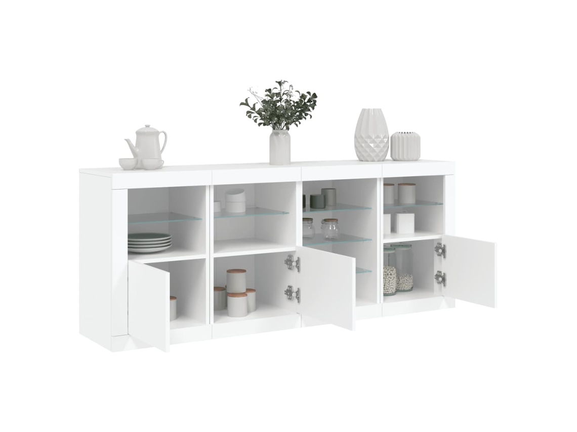 Aparador con luces LED 164x37x67 cm Blanco