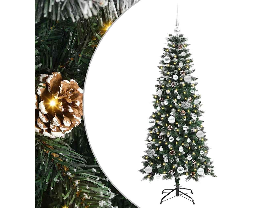 Árvore De Natal Artificial Pré Iluminada Vidaxl Verde Pvc (66 X 66 X 150 Cm)