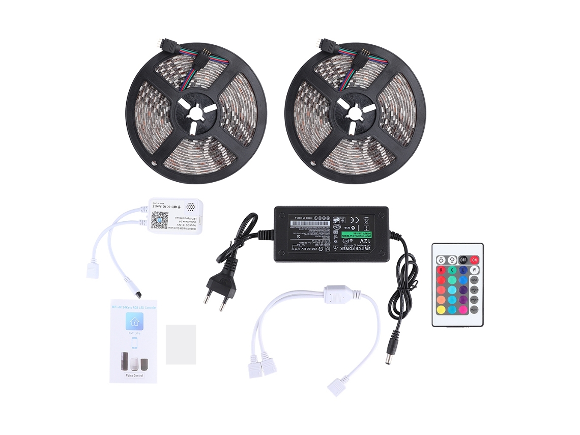 2026 cinta Led Rgb 10m Impermeável com Chip 5050, Controlador Wifi e Controle Remoto para Iluminação Interior