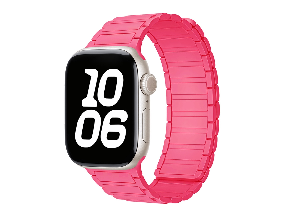 Pulseira Magnética de Silicone Halinuia para Apple Watch Series 1 11/ultra 1 3/se3 , Design Esportivo Respirável. Rosa Fúcsia (42 49 Mm)