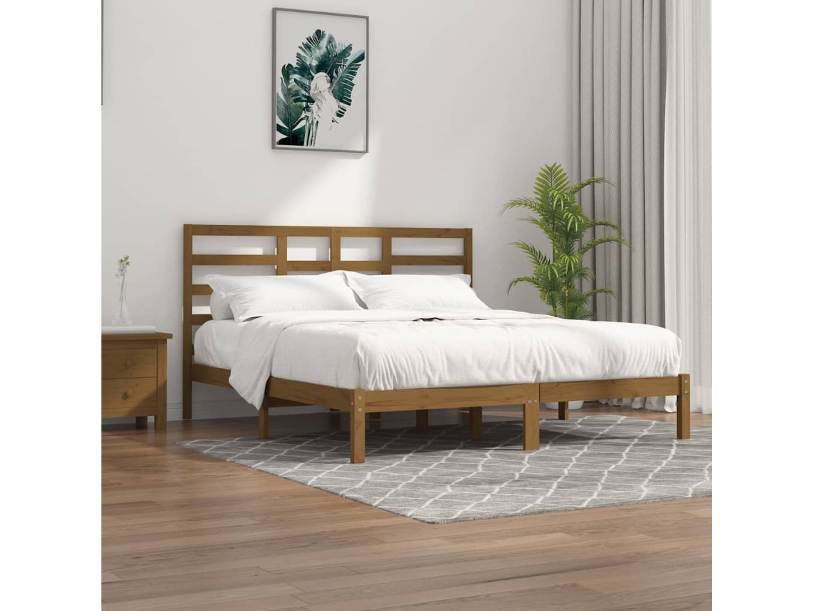 Vidaxl Estrutura De Cama 200x200 Cm Madeira Maciça Castanho Mel
