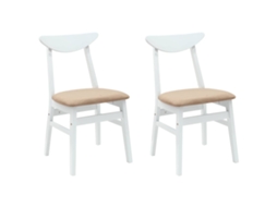 Conjunto 2 Cadeira De Jantar Vidaxl Branco Madeira De Seringueira Maciça (42 X 47,5 X 81 Cm)