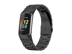 Lurelia Pulseira Preta De Aço Inoxidável Com Três Esferas, Compatível Fitbit Charge 5