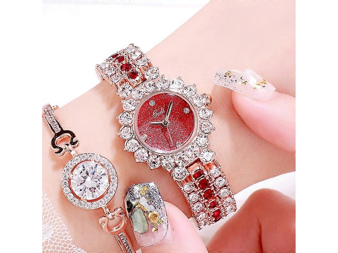 Relógio Feminino Gedi 52004 Com Pulseira De Diamantes E Mecanismo De Quartzo.