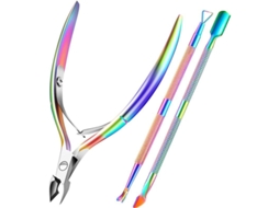 Conjunto de Ferramentas de Manicure e Pedicure com Alicate, Push e Scraper de Cutícula Colorido
