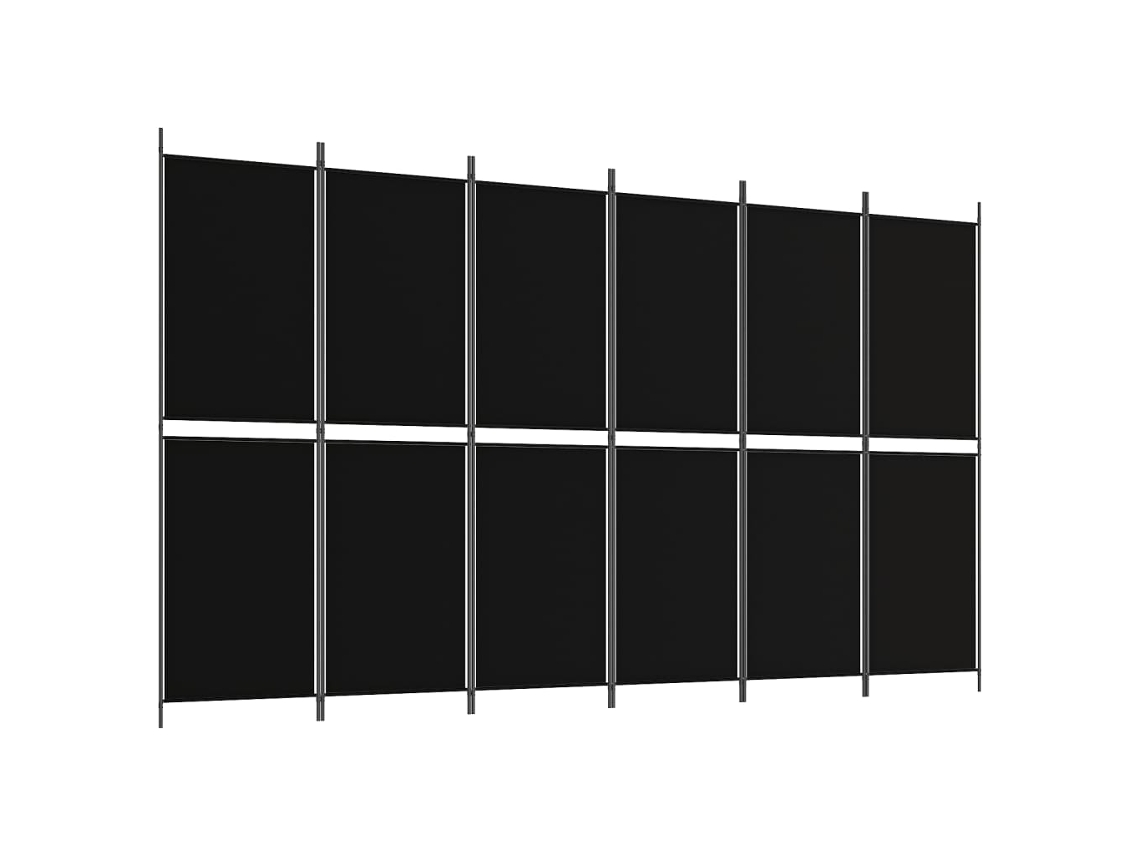 VIDAXL Divisória/Biombo Com 6 Painéis 300x180 cm Tecido Preto
