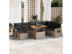 Vidaxl 9 Pcs Conjunto Sofás P/ Jardim Com Almofadões Vime Pe Cinzento