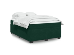 Vidaxl Cama Com Molas/colchão 160x200 Cm Veludo Verde-escuro