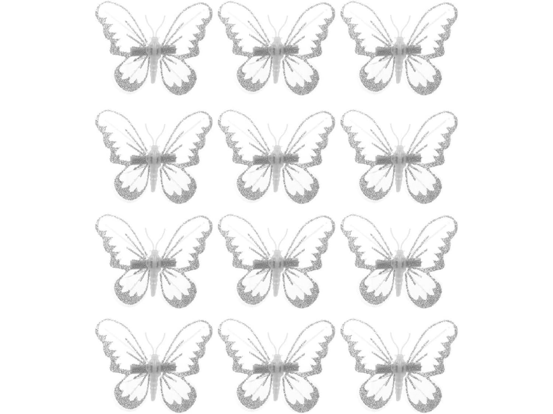 12 Enfeites Branco 3d Prendedores Metal Elegantes Resistentes Deformação Decoração Parede Artesanato Tule À GOKOCO