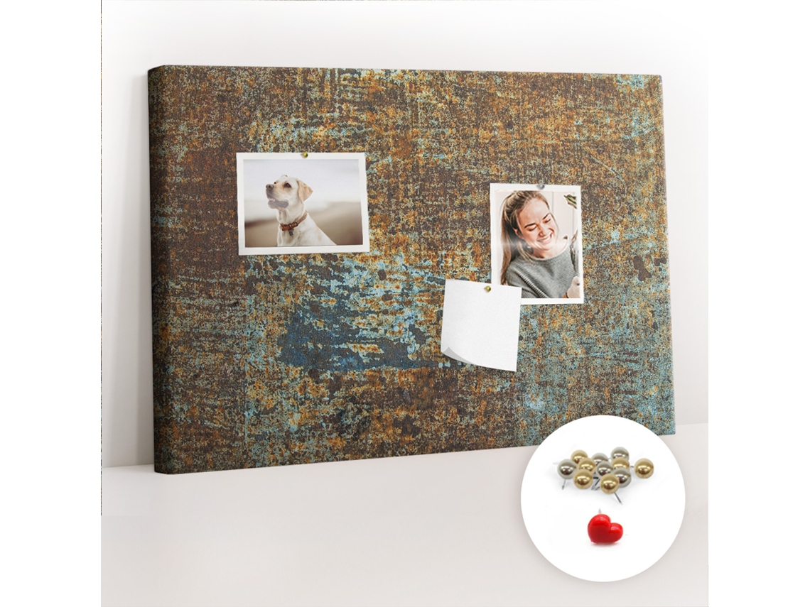 Quadro De Cortiça Com Impressão Ferrugem No Metal Para O Quarto Das Crianças Espelharte (60x40 Cm)