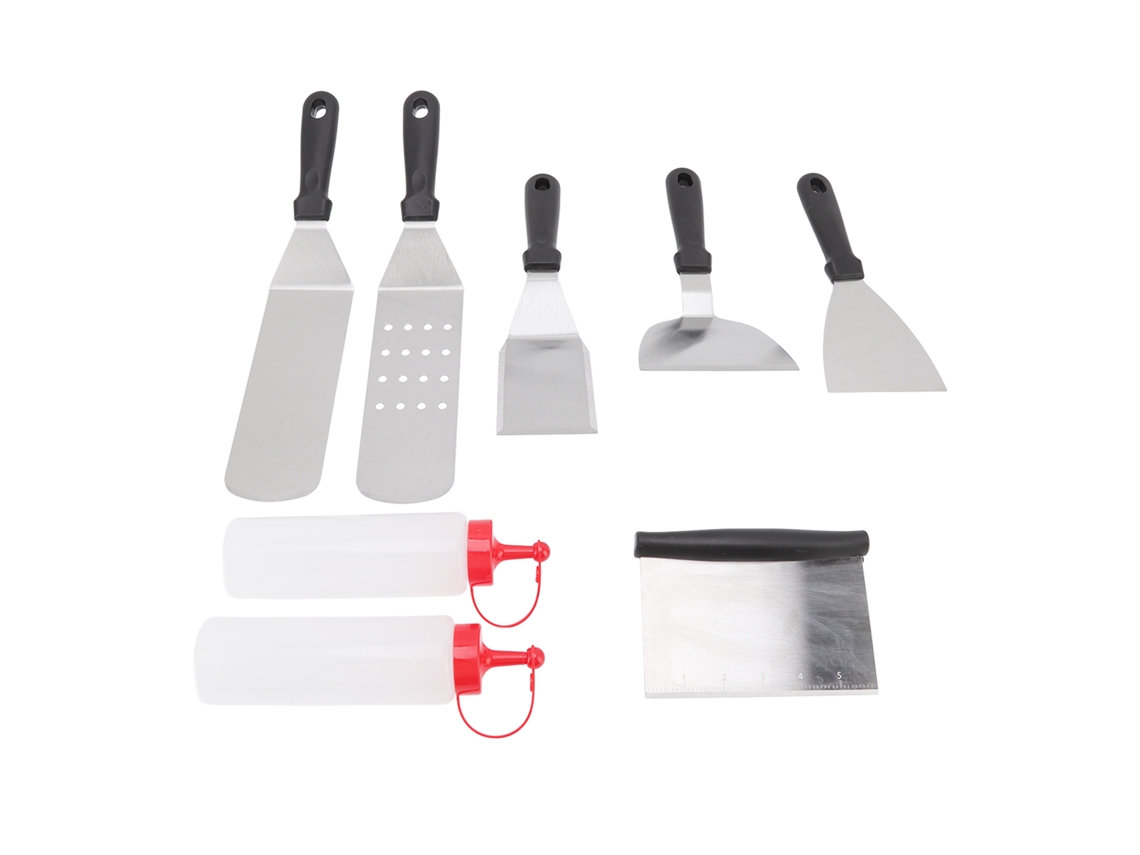 Conjunto de Espátulas de Frigideira 6pcs com 2 Frascos Aço Inoxidável para Churrasco Casa S/MARCA