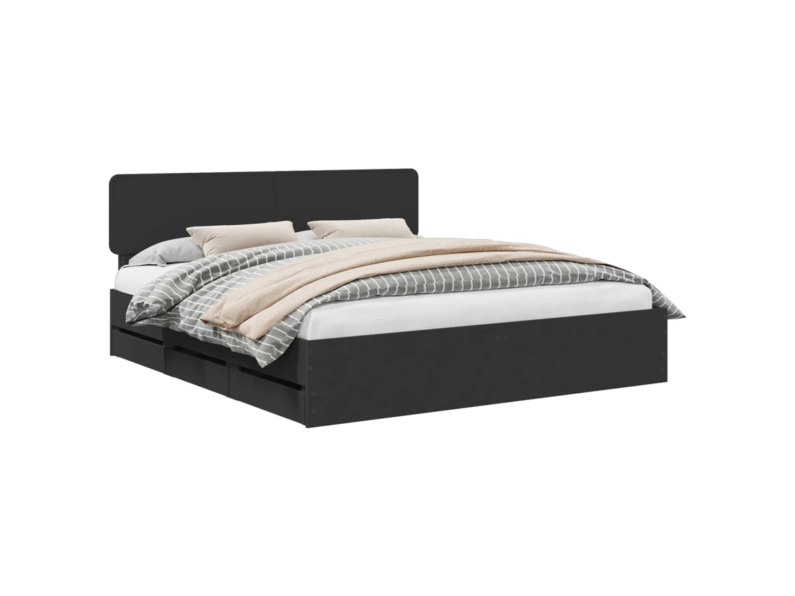 Maison Exclusive - Estrutura Da Cama Preto 200 X 200 Cm Madeira Engenheirada