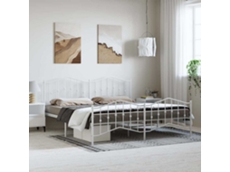 Vidaxl Estrutura De Cama Com Cabeceira E Pés 193x203 Cm Metal Branco