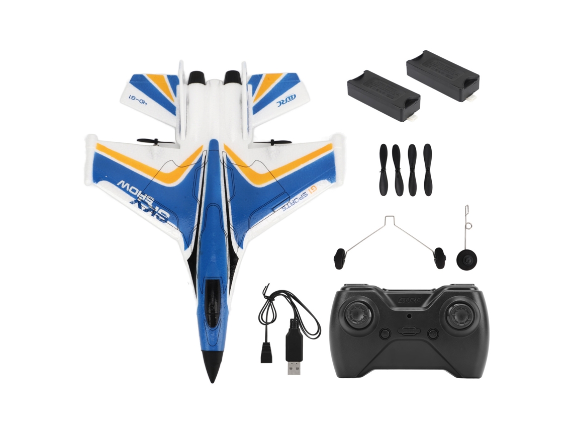 Mali avião de Controle Remoto Leve Flexível com Luz Led para Crianças Azul 2 Baterias