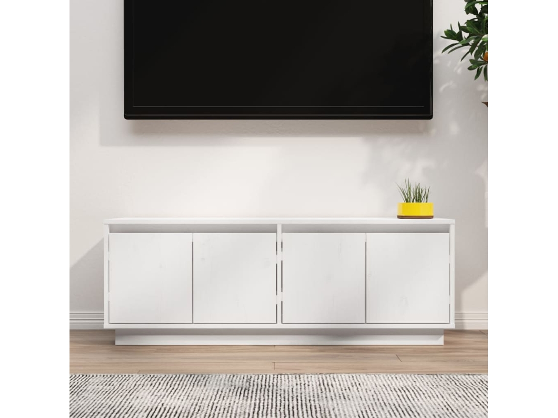 Vidaxl Móvel De Tv 110x34x40 Cm Madeira De Pinho Maciça Branco