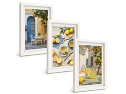 Quadros Decorativos Para Parede Limões, Limonada, Portas Azuis Moldura Branca Pinturas De Quarto Espelharte (3 Peças 20x30 Cm)