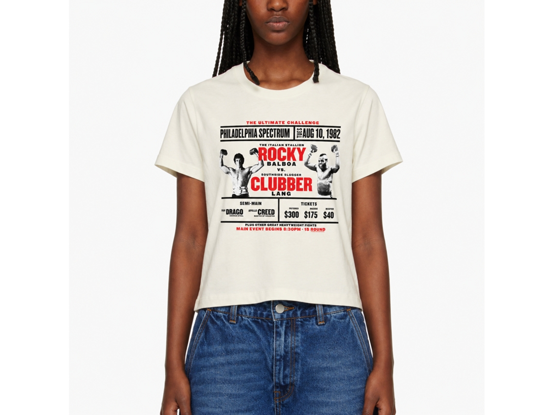 Rockinstone Rocky Movie Vs Clubber Solid Natural Adult T-shirt Size:s