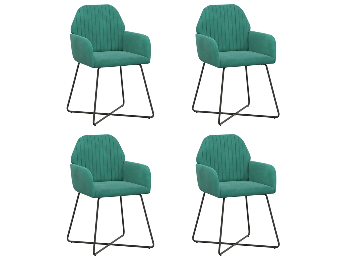Conjunto 4 Cadeiras De Jantar Vidaxl Azul-turquesa Veludo (55 X 50 X 84 Cm)
