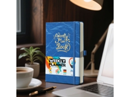 A5 Weekly Daily Planner Notebook With Ribbon, Business Cash Budget Book, English Edition, Royal Blue Suede Cover With