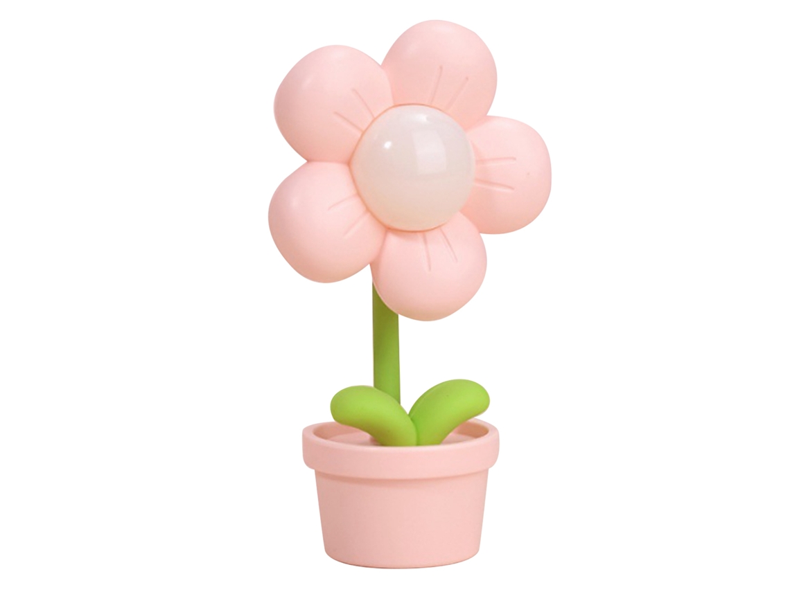 Rebe-lâmpada De Noite Floral Para Crianças Luz Suave Flexível 360° Bateria Lâmpada De Mesa Rosa Para Sala De Estar