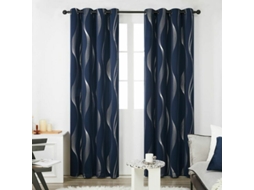 Conjunto De 2 Cortinas Prateadas Com Padrão De Linhas Para Sala De Estar, Interior, Cortinas Blackout Com Isolamento Térmico E Ilhós, 140 X 245 Cm,