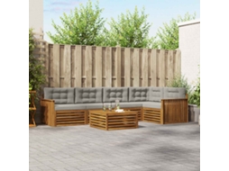 Vidaxl Conjunto De Sofás Para Exterior 6 Unid. Cinza Natural E Claro