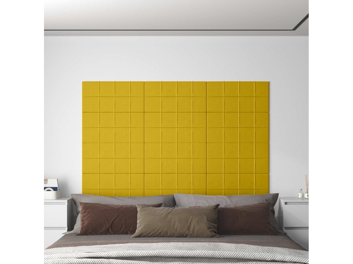 Vidaxl Cabeceira De Parede 12 Unid. Amarelo Veludo
