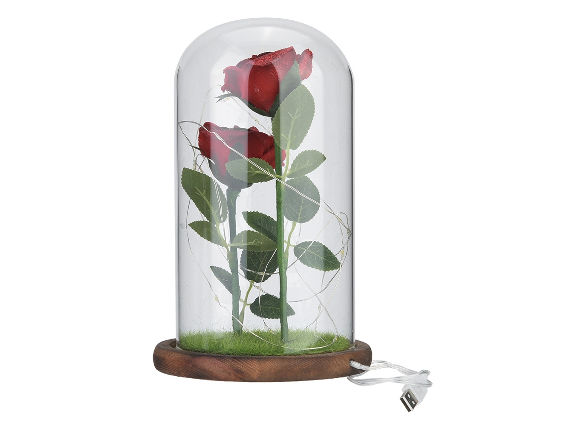 Flor Eterna Vidro Led Presente Aniversário Decoração Lar