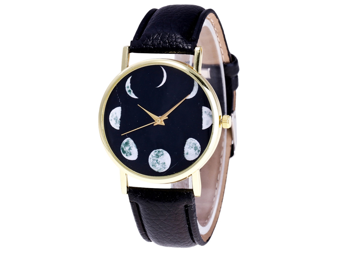 Reloj De Cuarzo Con Correa De Cuero Pu Para Parejas, Dial Casual Y Simple (negro)