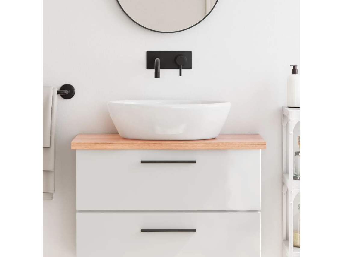Vidaxl Bancada P/ Wc 80x40x(2-4) Cm Madeira Maciça Tratada Castanho