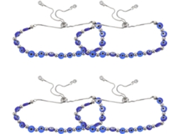 Pulseira Turca De 4 Peças Com Olho E Contas Da Sorte Para Mulheres, Ajustável Para Uso Diário