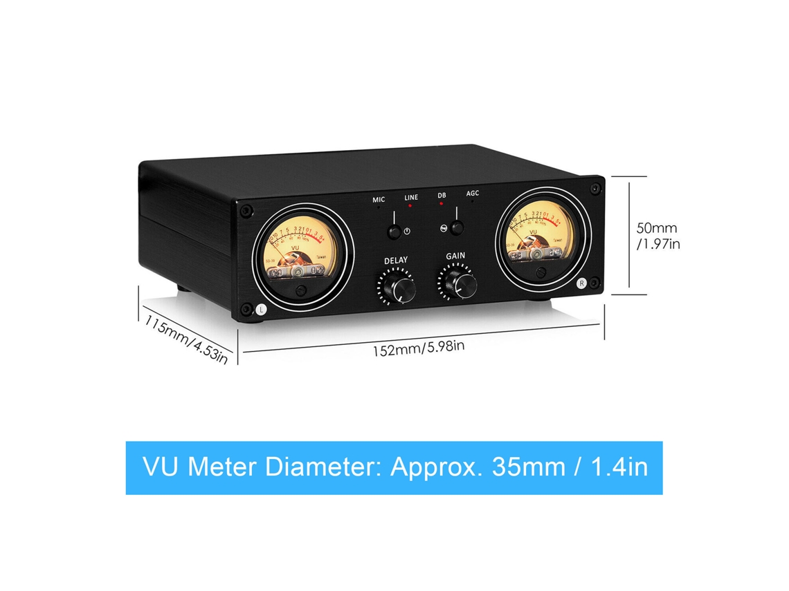 Laxiscreed Conversor De Áudio Rca Para Xlr Com Medidor Vu E Modo Agc Para Estúdio