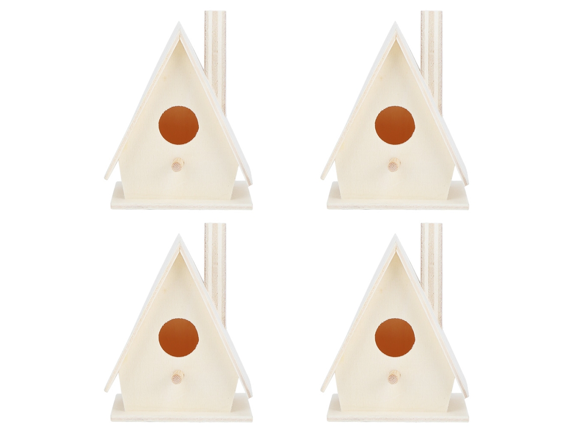 4pcs Casa de Pássaros de Madeira para Parede | S/MARCA