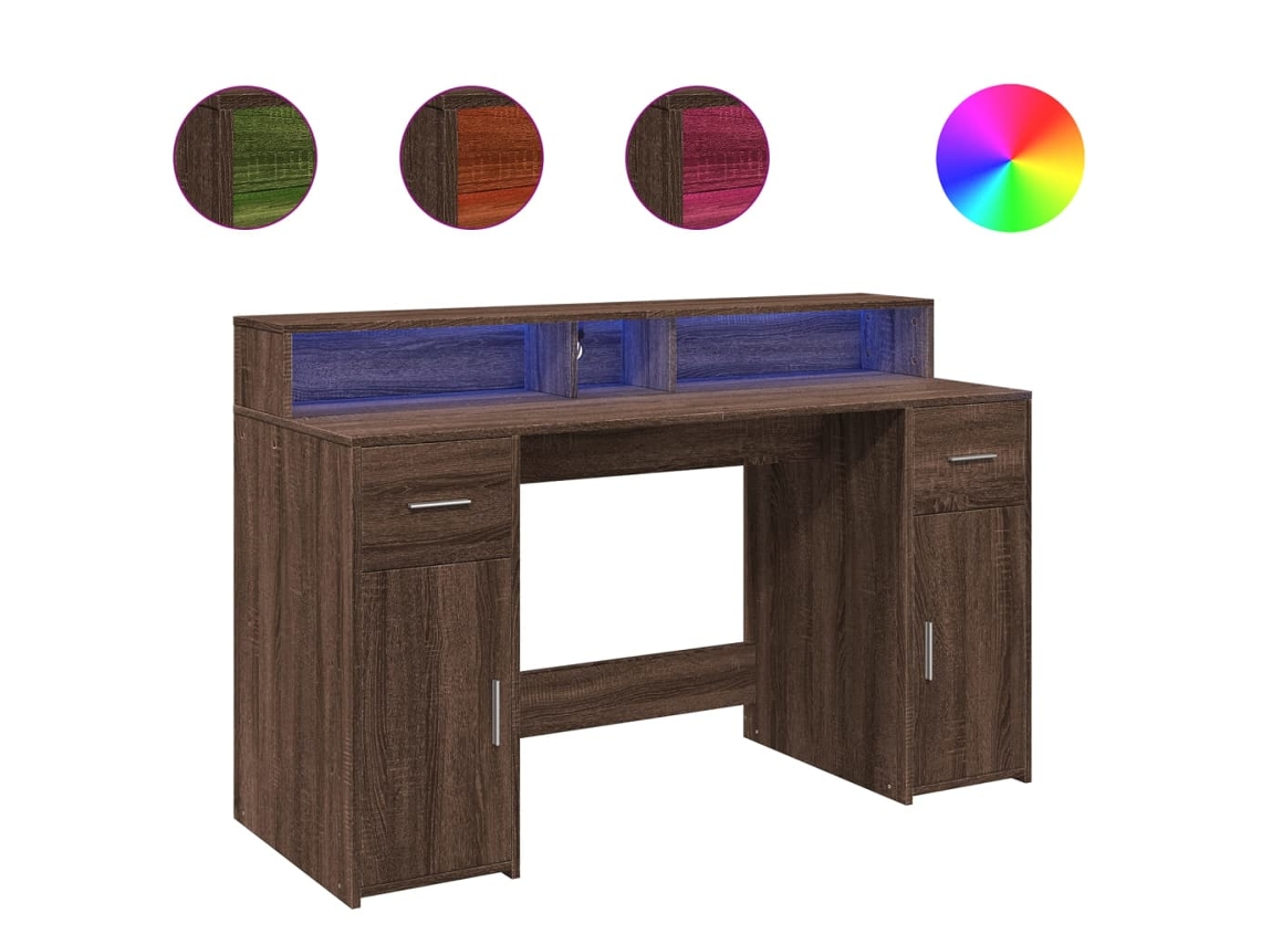 Desk, Desks Vidaxl Marrom Madeira Processada (140 X 55 X 91 Cm)