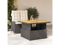 Vidaxl 2 Pcs Conjunto De Jantar P/ Jardim C/ Almofadões Vime Pe Preto