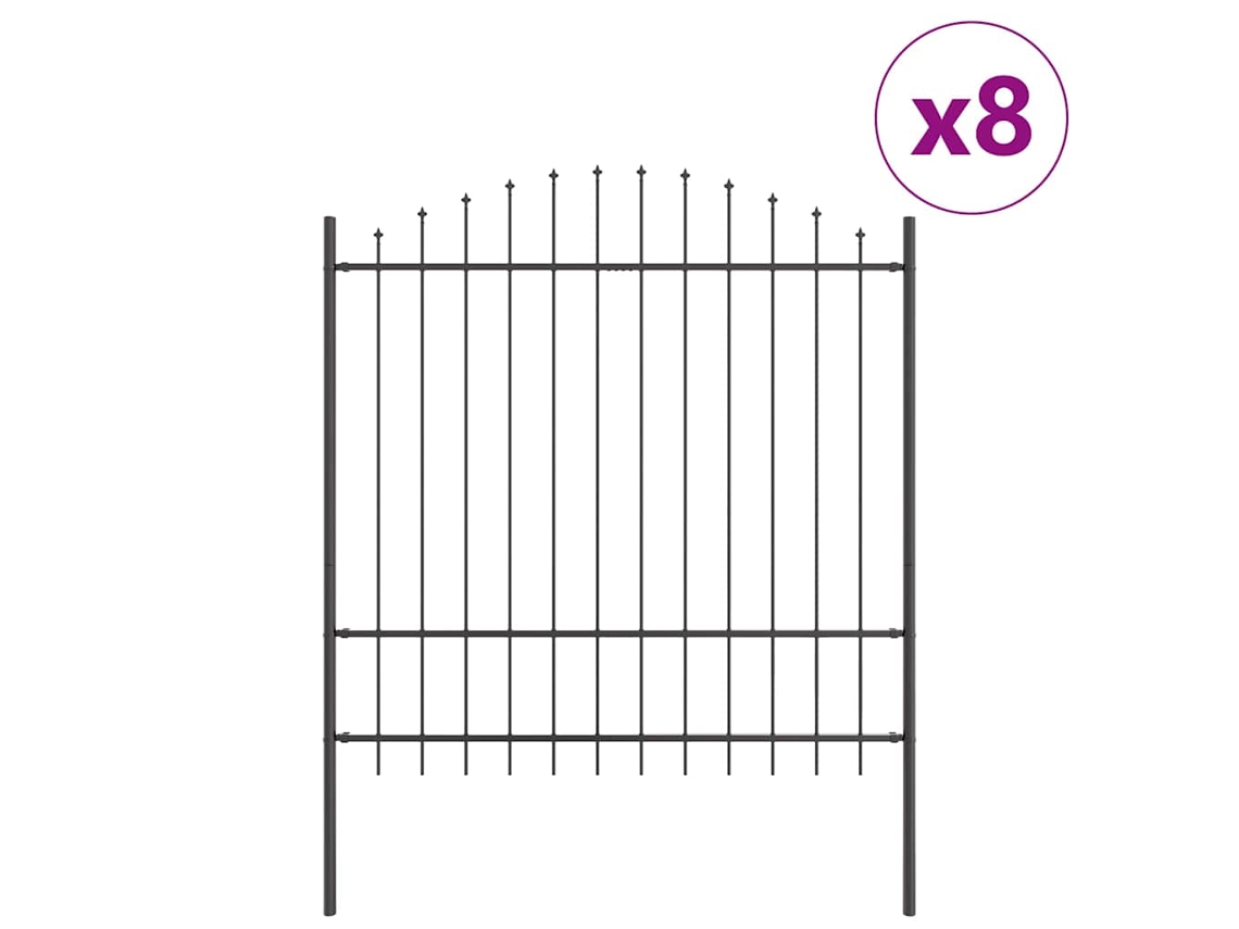 Conjunto 8 Barreira De Jardim Vidaxl Cinzento Aço Revestido A Pó (170 X 215 Cm)