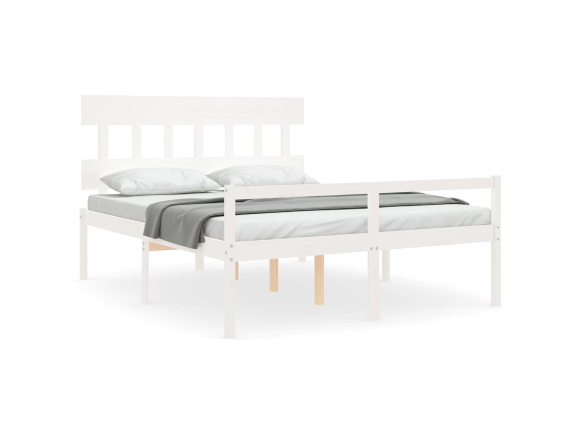 Cama para Idosos com Cabeceira em Madeira Maciça Branco 160x200 cm MAISON EXCLUSIVE